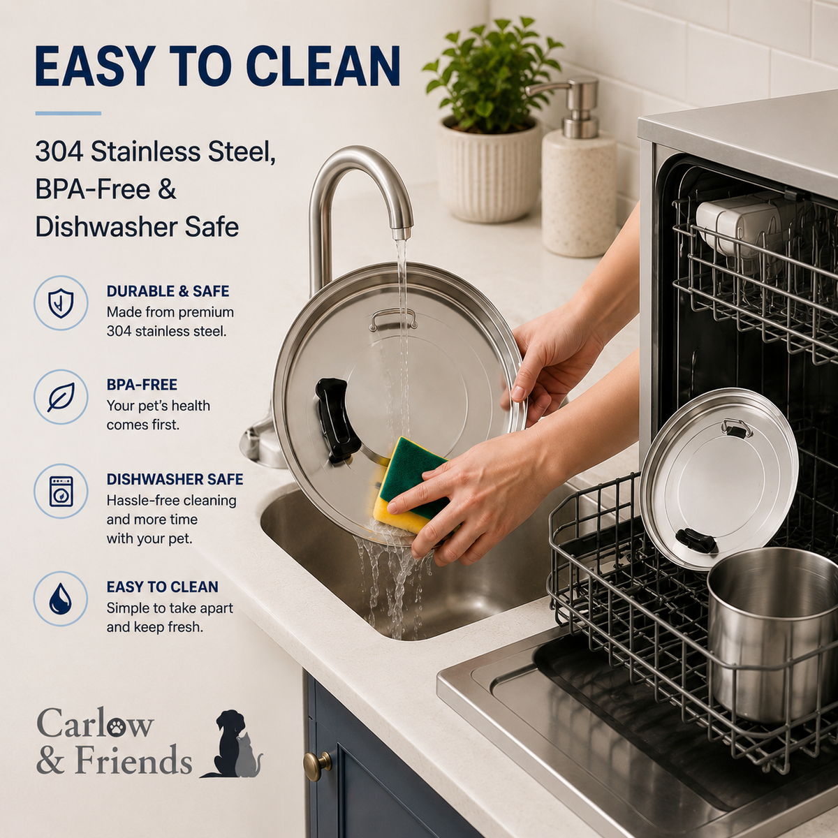 Carlow & Friends 2.2L Cordless Pet Water Fountain + FREE 3-Pack of Filters