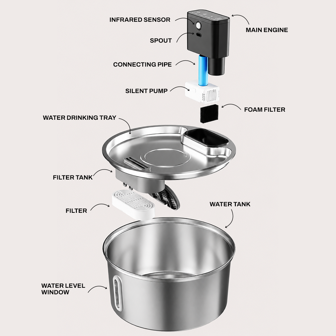 Carlow & Friends 2.2L Cordless Pet Water Fountain + FREE 3-Pack of Filters