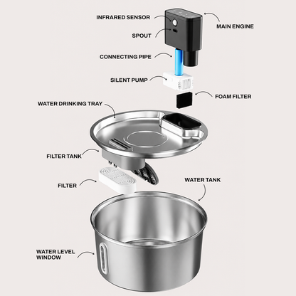 Carlow & Friends 2.2L Cordless Pet Water Fountain + FREE 3-Pack of Filters